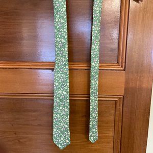 knotty tie co. green, cream, purple floral skinny tie